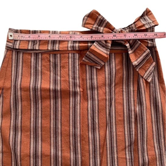 Mini Wrap Skirt Red Orange Black Stripes Bow - Picture 4 of 9